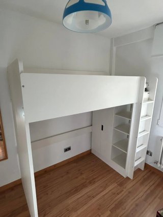 Cama alta juvenil blanca