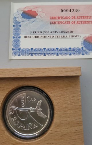 Moneda 3 Euros Plata 1998 Descubrimiento Venezuela