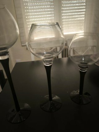 Juego de 3 copas decorativas de cristal