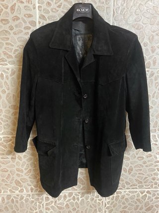 Giacca vera pelle scamosciata a manica 3/4 vintage