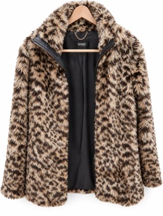 Abrigo pelo sintético animal print