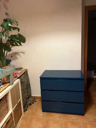 Cajonera Malm Ikea 3 cajones azul