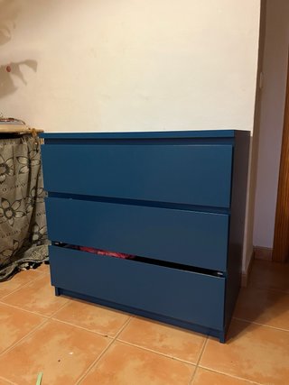 Cajonera Malm Ikea 3 cajones azul