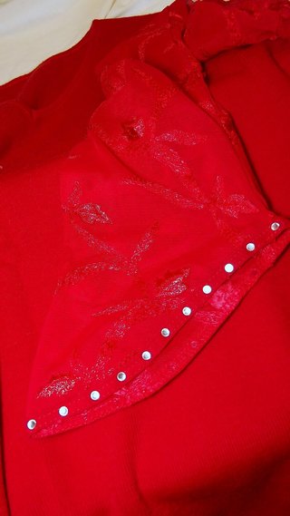 Maglione Donna M Rosso Lana Merinos Manica Lunga