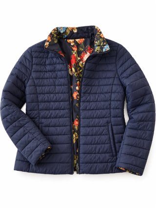 Cazadora acolchada reversible azul y floral