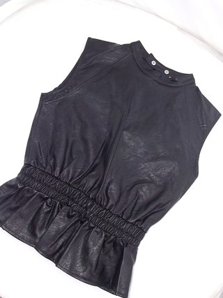 New Collection Blusa Ecopelle Donna Xl Nero Made