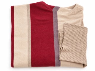 Jersey de punto rayas granate y beige