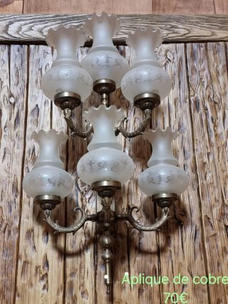 Aplique antiguo de cobre 6 luces vintage
