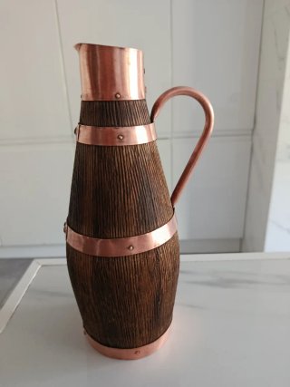Jarra Antigua Madera y Cobre
