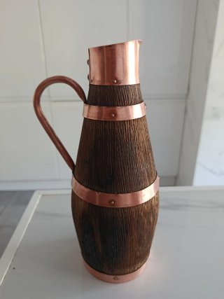 Jarra Antigua Madera y Cobre