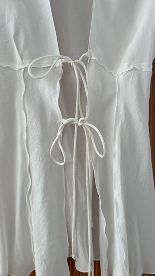 Blusa Zara blanca con cordones Talla S