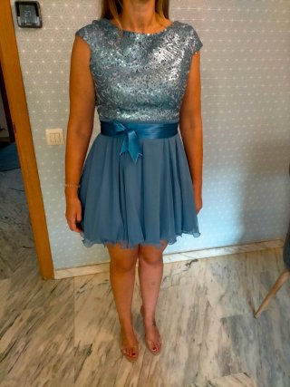 Vestido fiesta lentejuelas azul