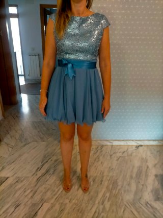 Vestido fiesta lentejuelas azul