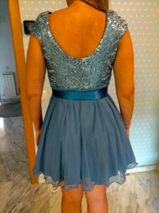 Vestido fiesta lentejuelas azul