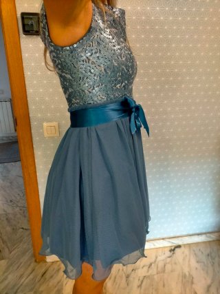 Vestido fiesta lentejuelas azul