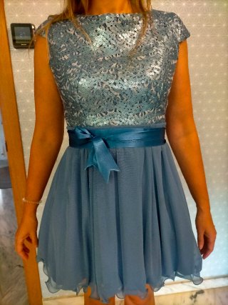 Vestido fiesta lentejuelas azul