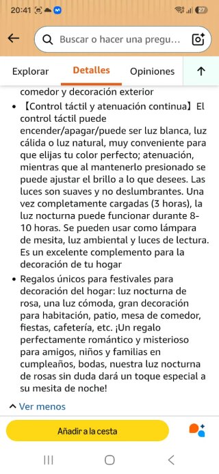 Lámpara Flores Táctil 3 Colores nuevo precintado
