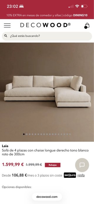 Sofá Laia beige + puff. DECOWOOD