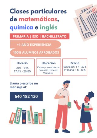 Clases particulares matemáticas, química, inglés.