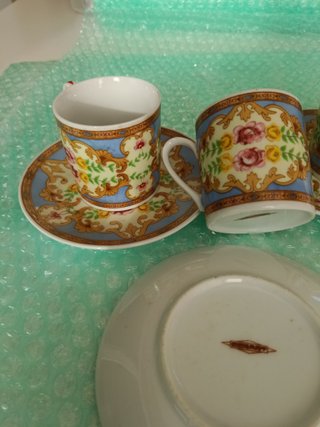 Set 3 Tazzine Caffè Piattino Porcellana Vintage