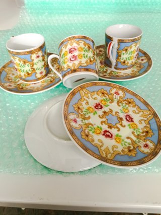Set 3 Tazzine Caffè Piattino Porcellana Vintage