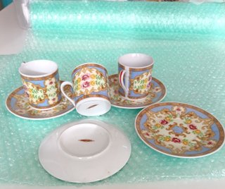 Set 3 Tazzine Caffè Piattino Porcellana Vintage