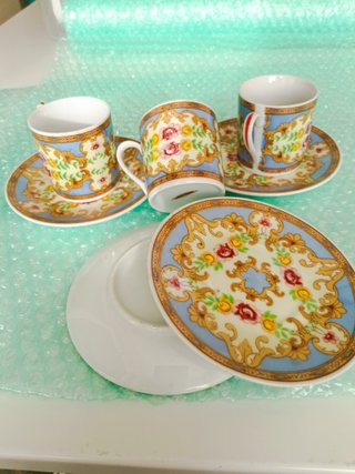 Set 3 Tazzine Caffè Piattino Porcellana Vintage