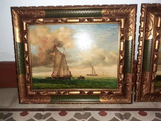 Pareja de cuadros de marinas