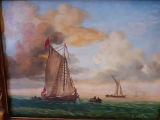 Pareja de cuadros de marinas