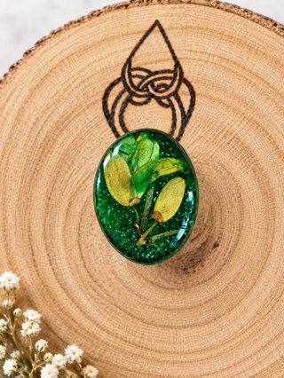 Anillo Resina Flores Verdes Ajustable