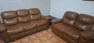 Conjunto Sofás de Piel Marrón