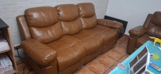 Conjunto Sofás de Piel Marrón
