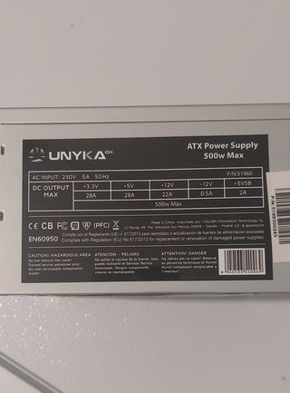 Fuente Alimentación ATX Unika 500W PC