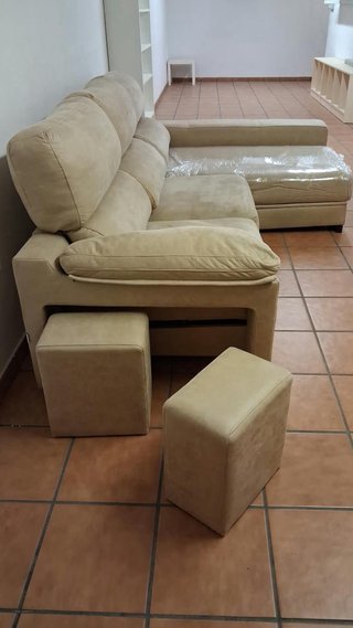 Sofá 3 plazas + chaise longue beige