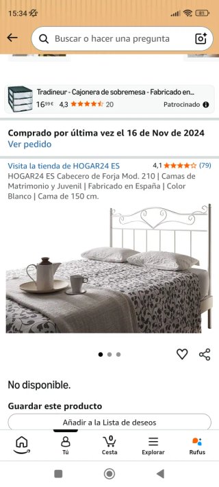 Cabecero Forja Blanco Cama Matrimonio
