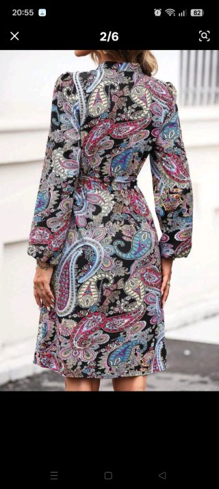 Vestido estampado paisley manga larga
