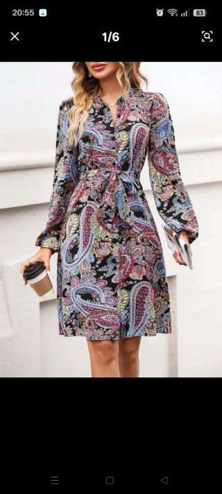 Vestido estampado paisley manga larga