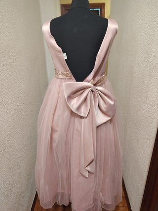 Vestido rosa largo con cinturón