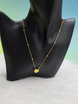 Collar Corazón Acero Inoxidable Dorado