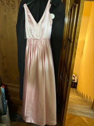Vestido largo Adolfo Domínguez COSTURA rosa satén