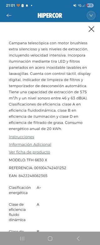 Campana Extractora Cata Telescópica