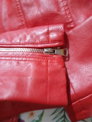Chiodo in pelle donna rosso
