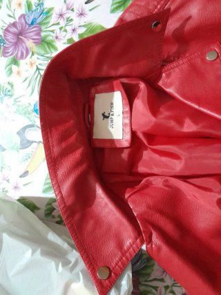 Chiodo in pelle donna rosso