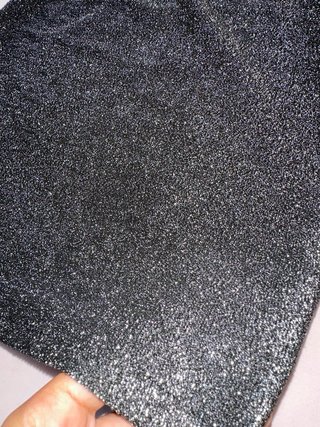 Falda ajustada de purpurina / brillo plata y negro