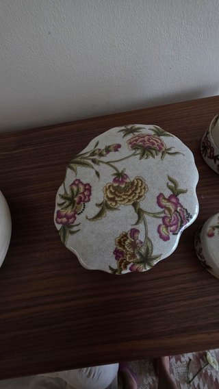 Set 3 cajitas vintage cerámica floral