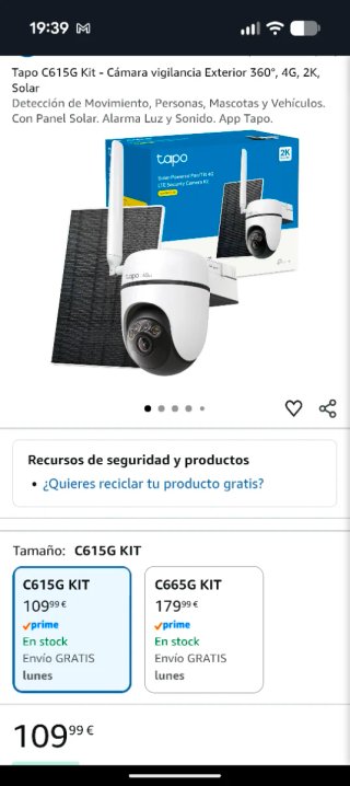Cámara Vigilancia Exterior Tapo C615G 4G 2K Solar