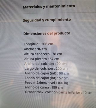 Cama SLAKT  IKEA con 2cajones+1 colchon