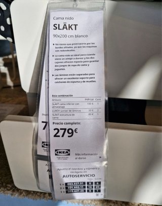 Cama SLAKT  IKEA con 2cajones+1 colchon