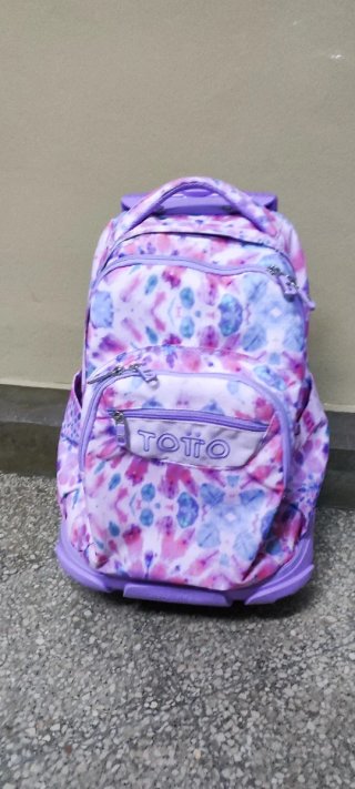Mochila-carro floral morada