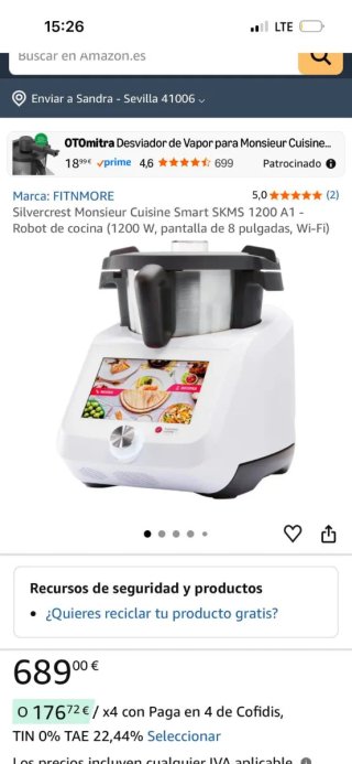 Robot Cocina Monsieur Cuisine Smart SKMS 1200